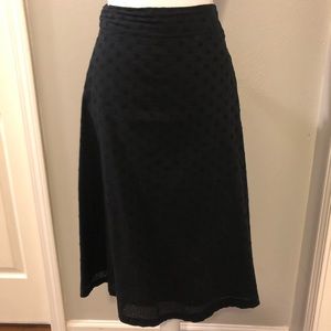 Black eyelet A-line side zip skirt